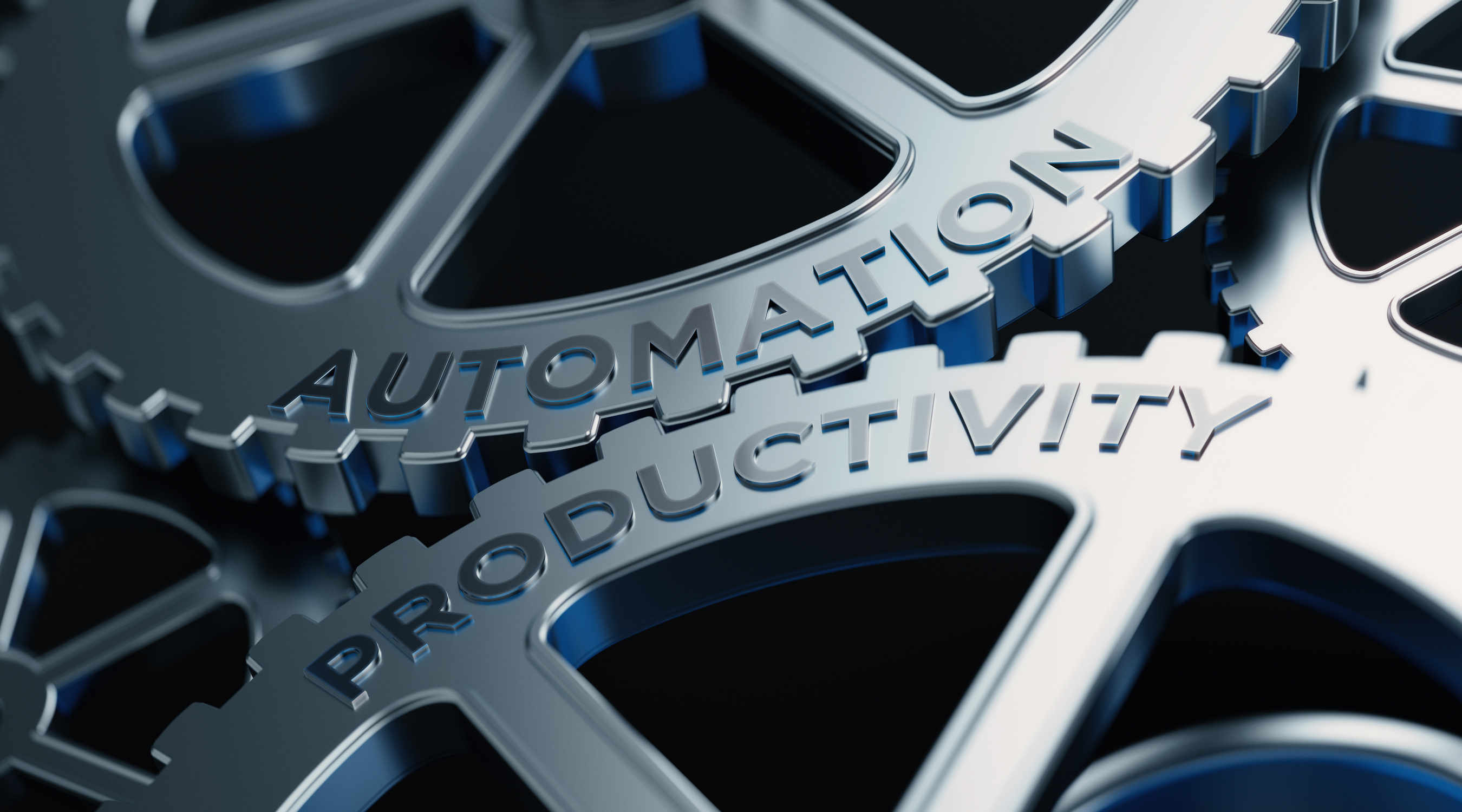 Metal Cogs With Automation And Productivity Text - Automation Concept