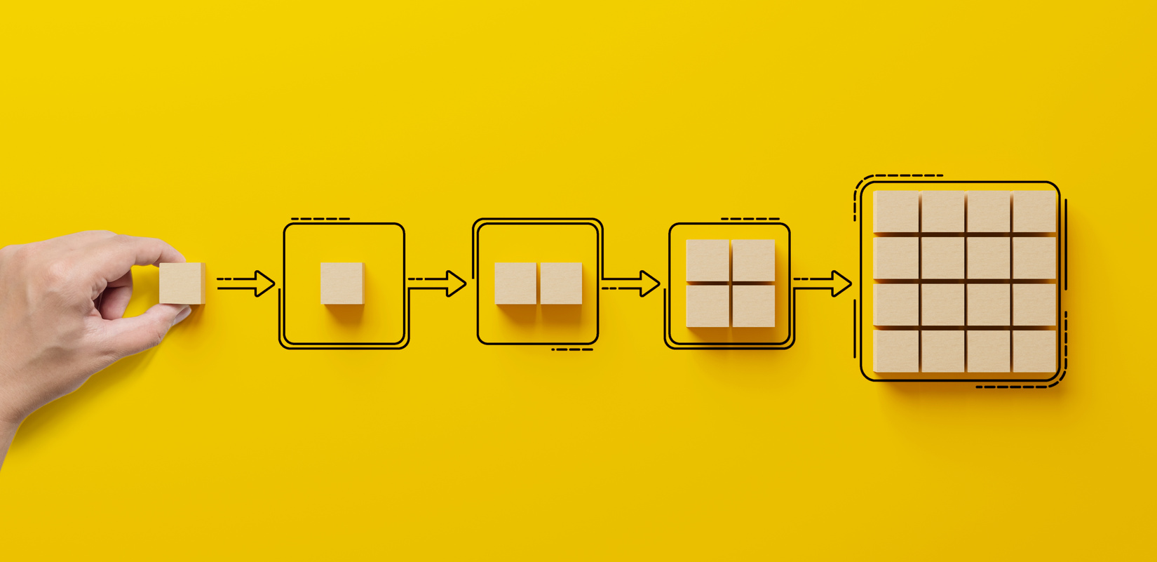 Business Process and Workflow Automation with Flowchart. Hand Ho